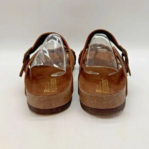 White Mountain Footbeds Hazy Sandal Women's 8M Whiskey Brown Leather Boho Slides - Picture 4 of 10